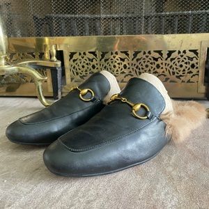 Gucci Men’s Princetown Fur Loafer in Black size 45/US11